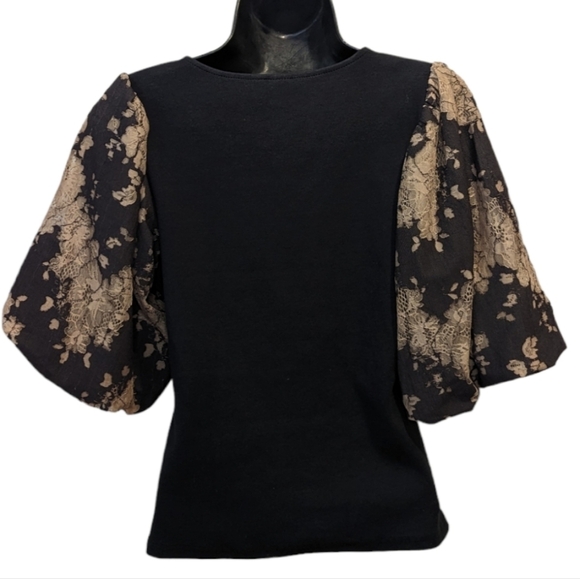 ANTHROPOLOGIE black puff sleeve top small - Picture 2 of 6